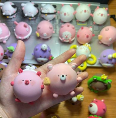 Hoa đất sét con vật chibi