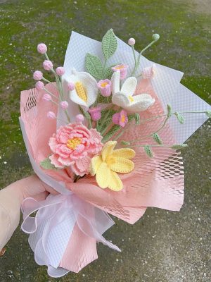 Bó hoa len handmade đẹp làm quà tặng độc đáo